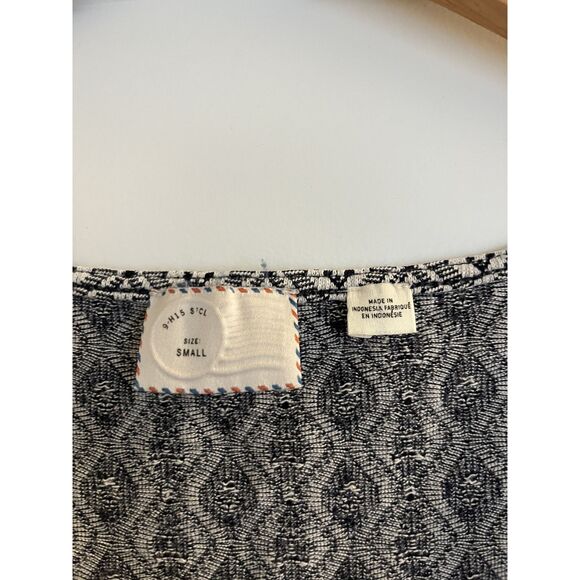 Anthropologie 9-HIS-S'CL Postmark Black & White Ikat Peplum Top Small - Picture 3 of 4